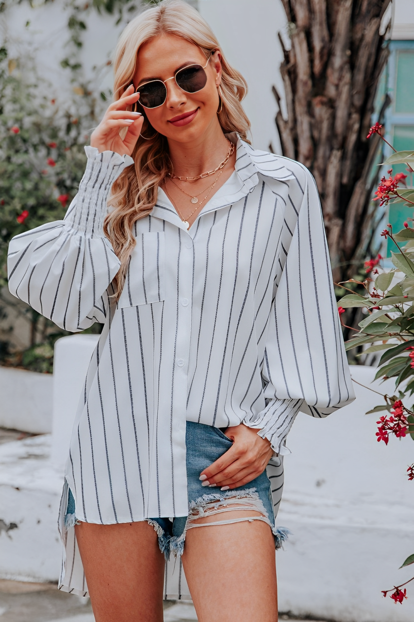 Chemise Ample a Rayures Elegantes Douce Couture