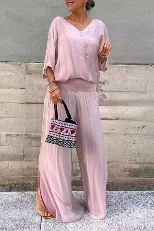 Tenue Élégante Deux Pièces - Pantalon Large et Blouse Ample