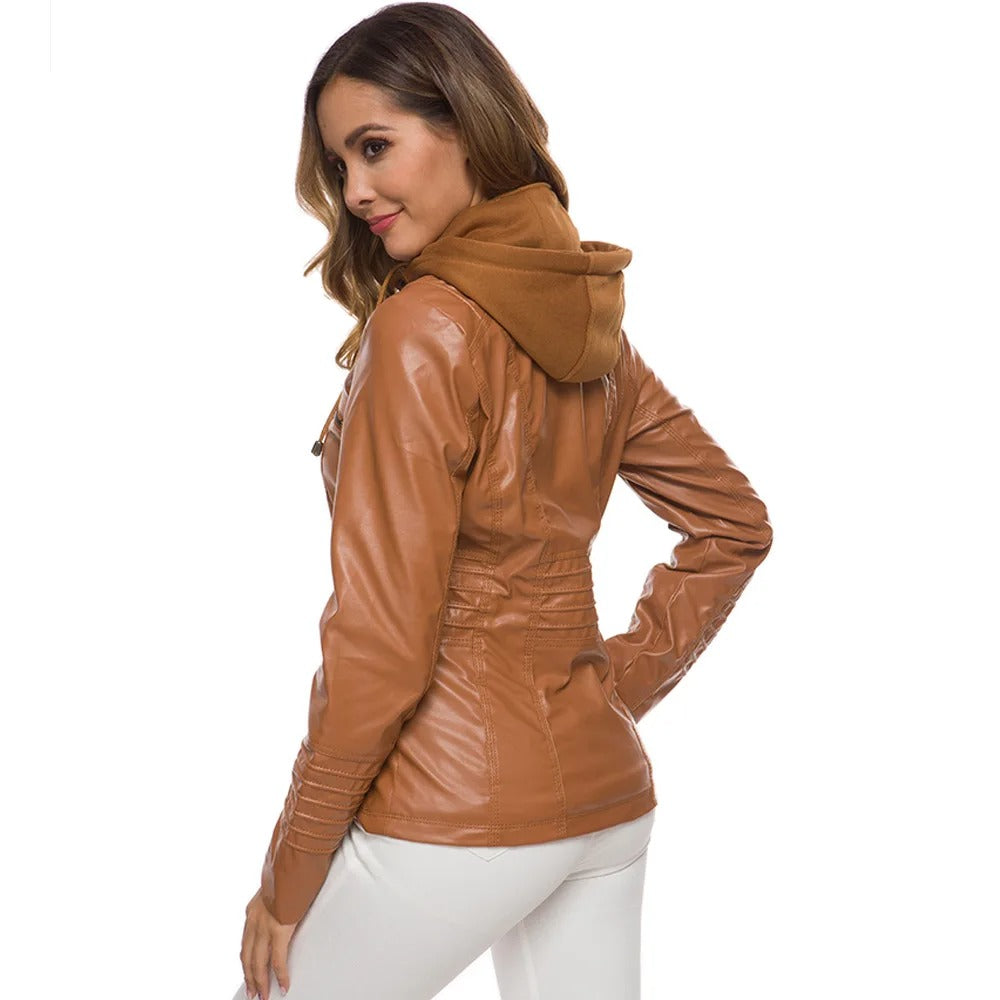 Veste en cuir femme à manches longues